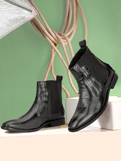Genuine Leather Croco Boots