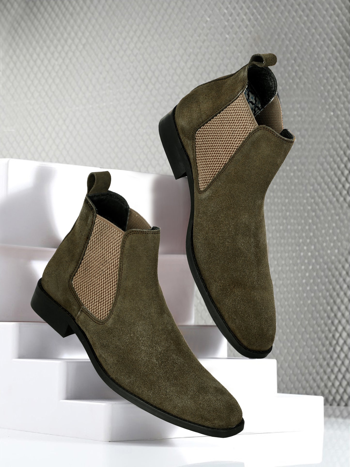 Genuine Suede Leather Chelsea Boots Tobacco