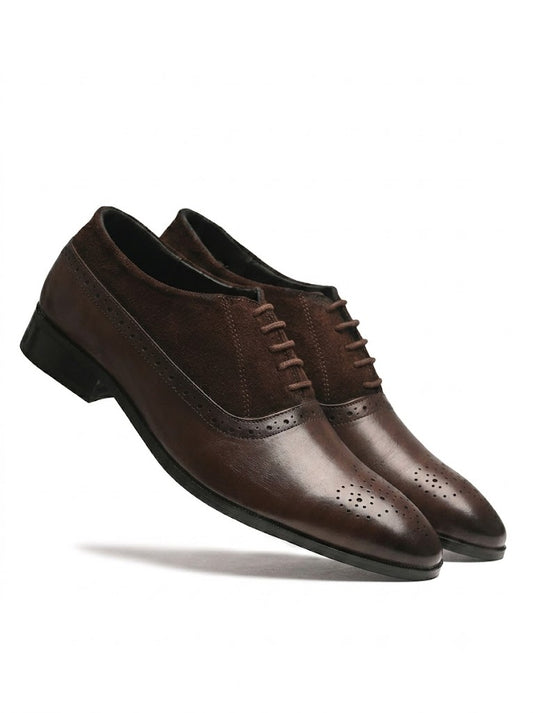 Stylish Leather Brogues Oxford Laceup Shoes | Brown