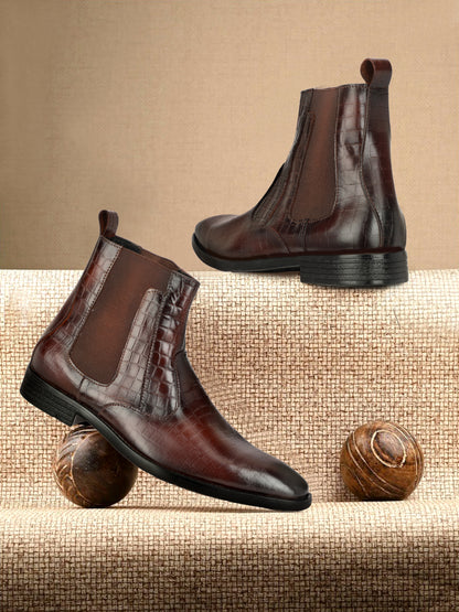 Genuine Leather Croco Boots