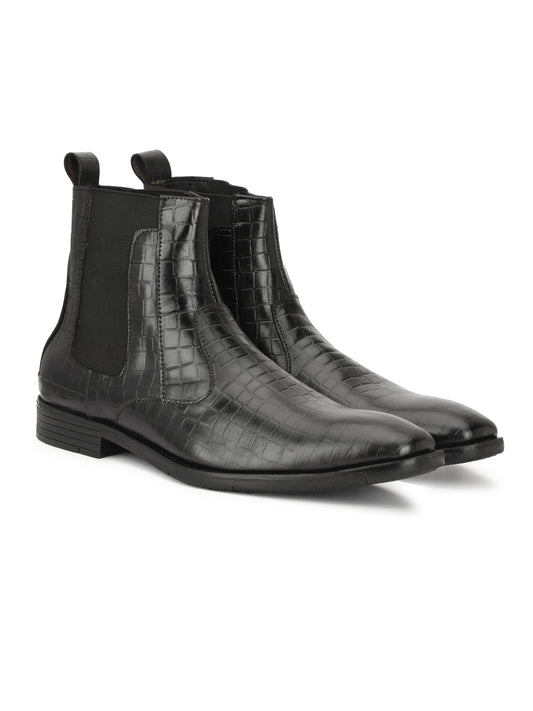 Genuine Leather Croco Boots