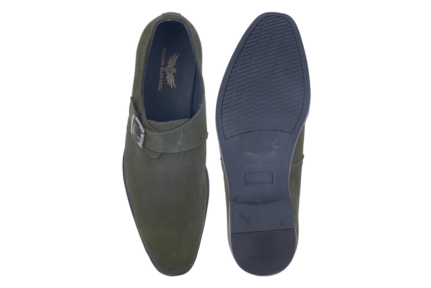 Stylish Genuine Suede Leather Solid Monkstrap for Men | Green