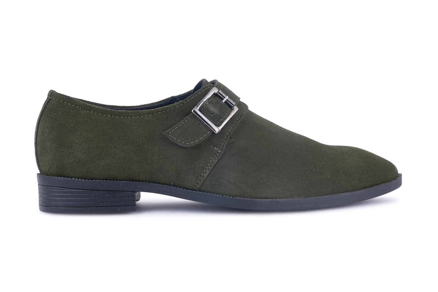 Stylish Genuine Suede Leather Solid Monkstrap for Men | Green