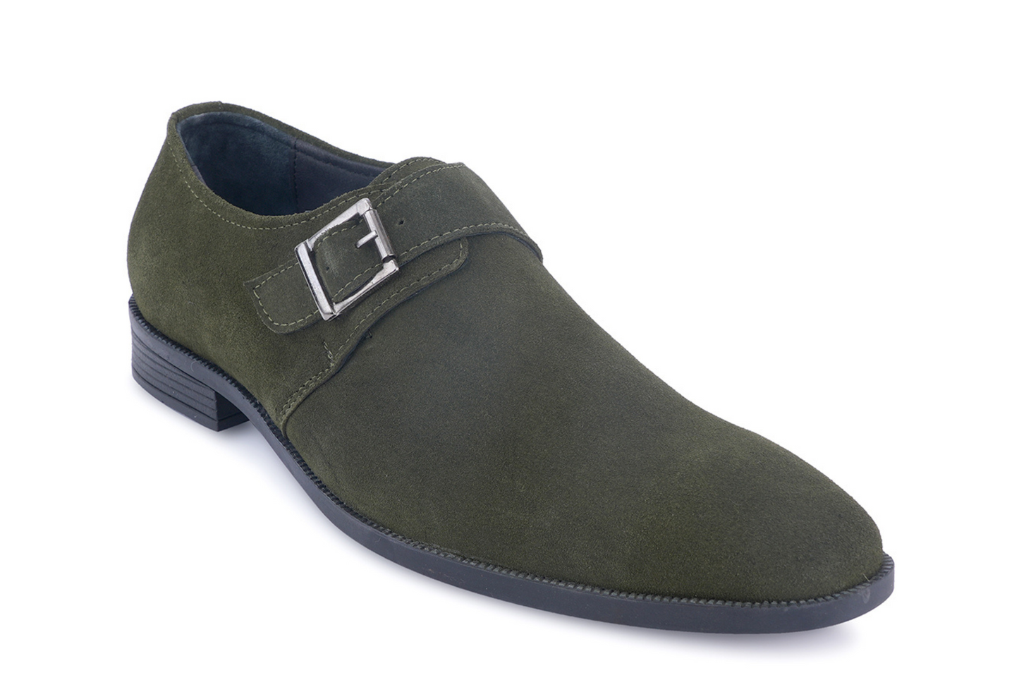 Stylish Genuine Suede Leather Solid Monkstrap for Men | Green