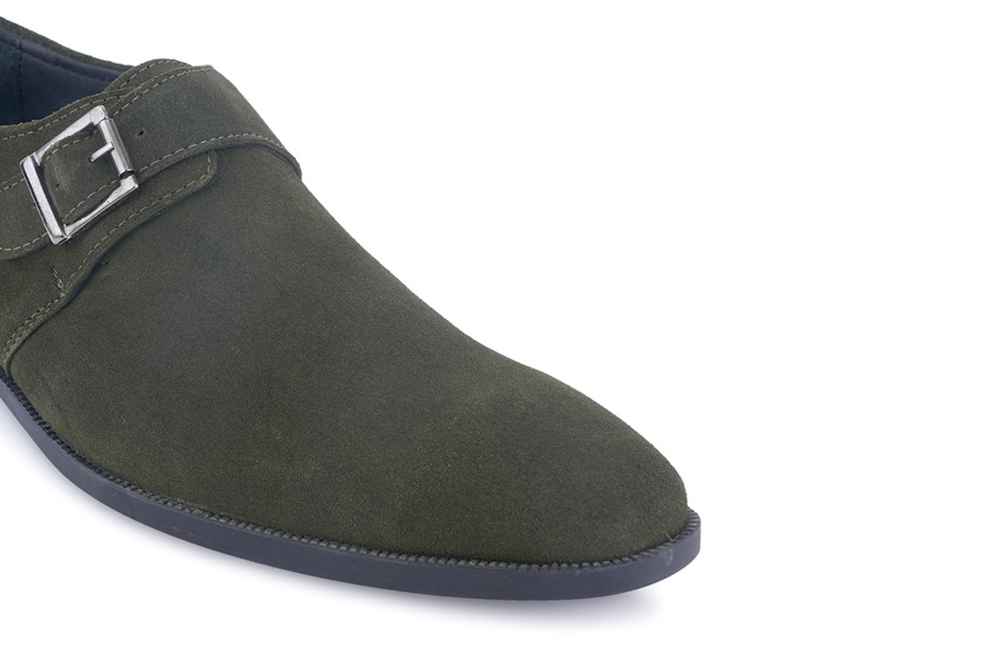 Stylish Genuine Suede Leather Solid Monkstrap for Men | Green