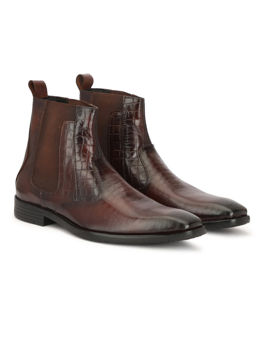 Genuine Leather Croco Boots