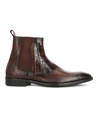 Genuine Leather Croco Boots