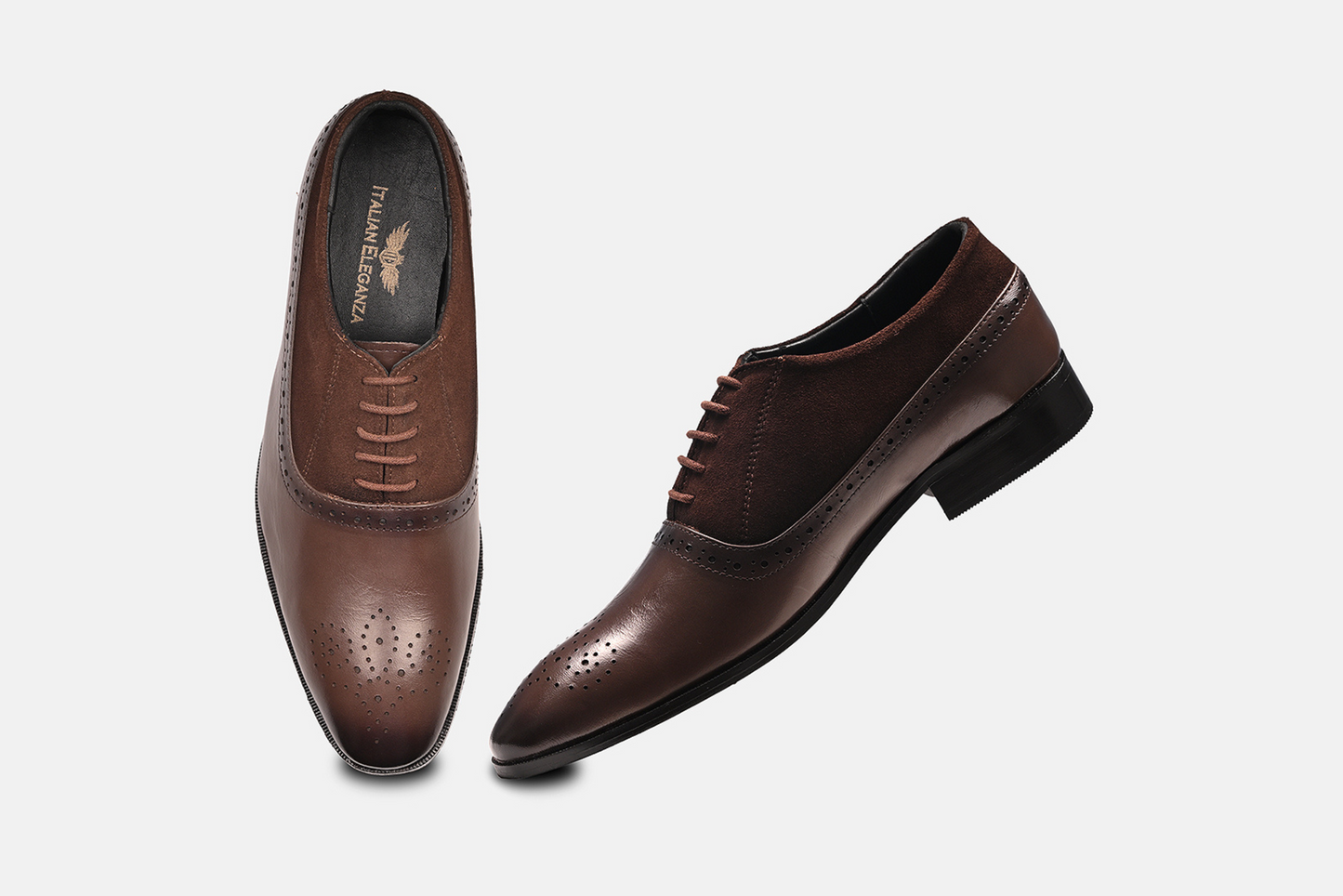Stylish Leather Brogues Oxford Laceup Shoes | Brown