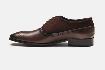 Stylish Leather Brogues Oxford Laceup Shoes | Brown
