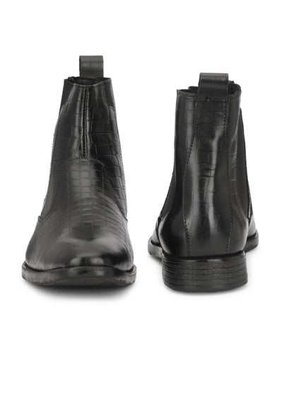 Genuine Leather Croco Boots