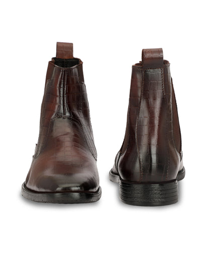 Genuine Leather Croco Boots