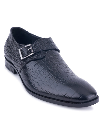 Attractive Genuine Leather Textured Monkstrap for Men | Black