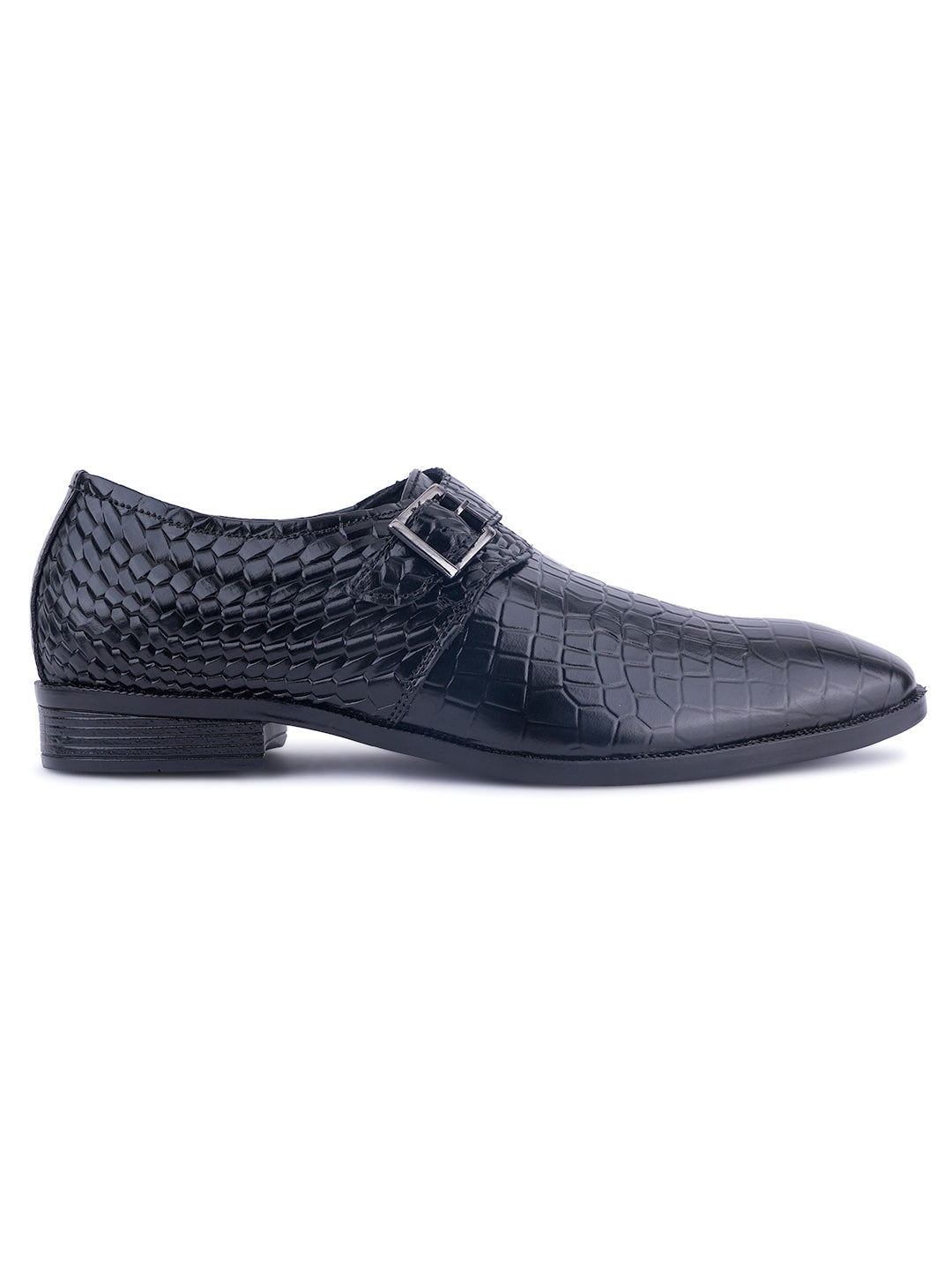 Attractive Genuine Leather Textured Monkstrap for Men | Black