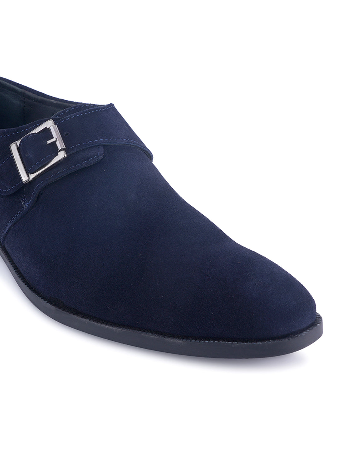 Stylish Genuine Suede Leather Solid Monkstrap for Men | Blue
