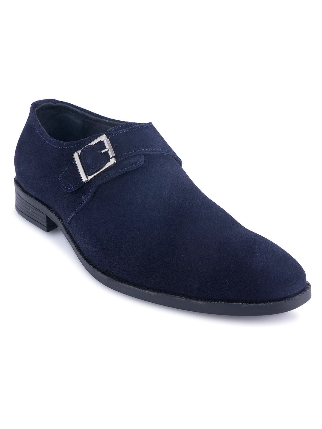 Stylish Genuine Suede Leather Solid Monkstrap for Men | Blue