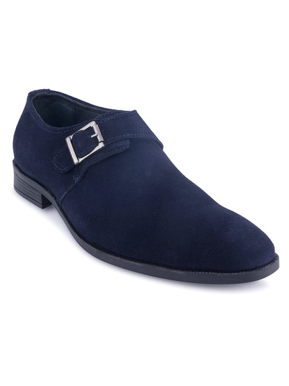 Stylish Genuine Suede Leather Solid Monkstrap for Men | Blue