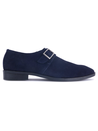 Stylish Genuine Suede Leather Solid Monkstrap for Men | Blue