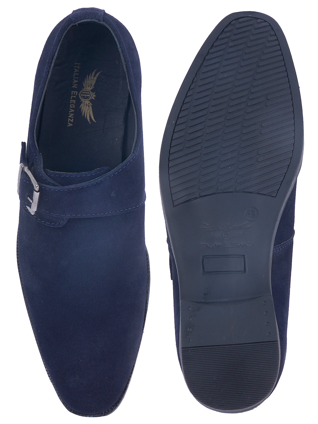 Stylish Genuine Suede Leather Solid Monkstrap for Men | Blue