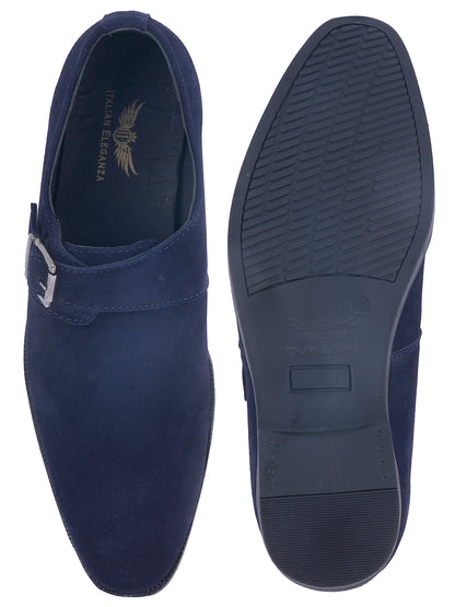 Stylish Genuine Suede Leather Solid Monkstrap for Men | Blue