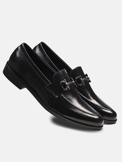 Stylish Leather Horsebit Loafers | Black