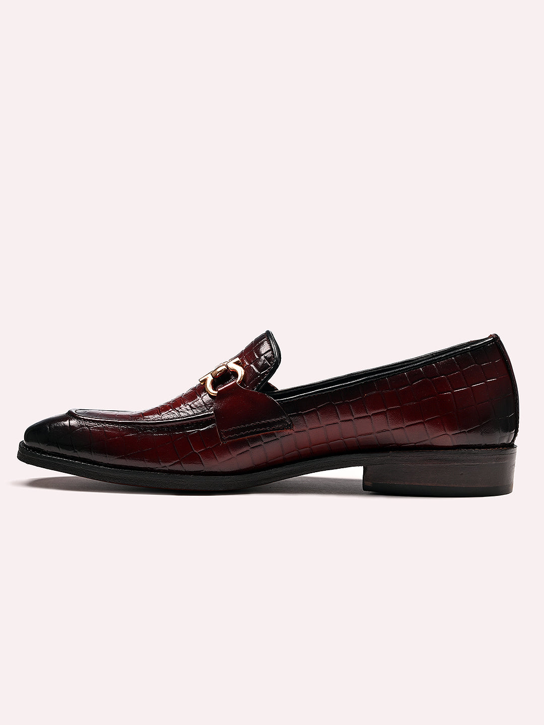 Attractive Croco Horsebit Leather Loafers | Cherry