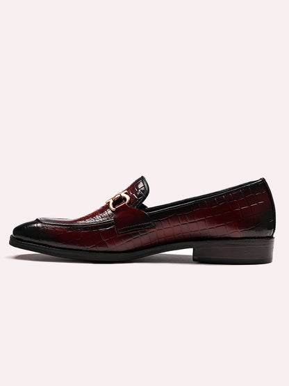 Attractive Croco Horsebit Leather Loafers | Cherry