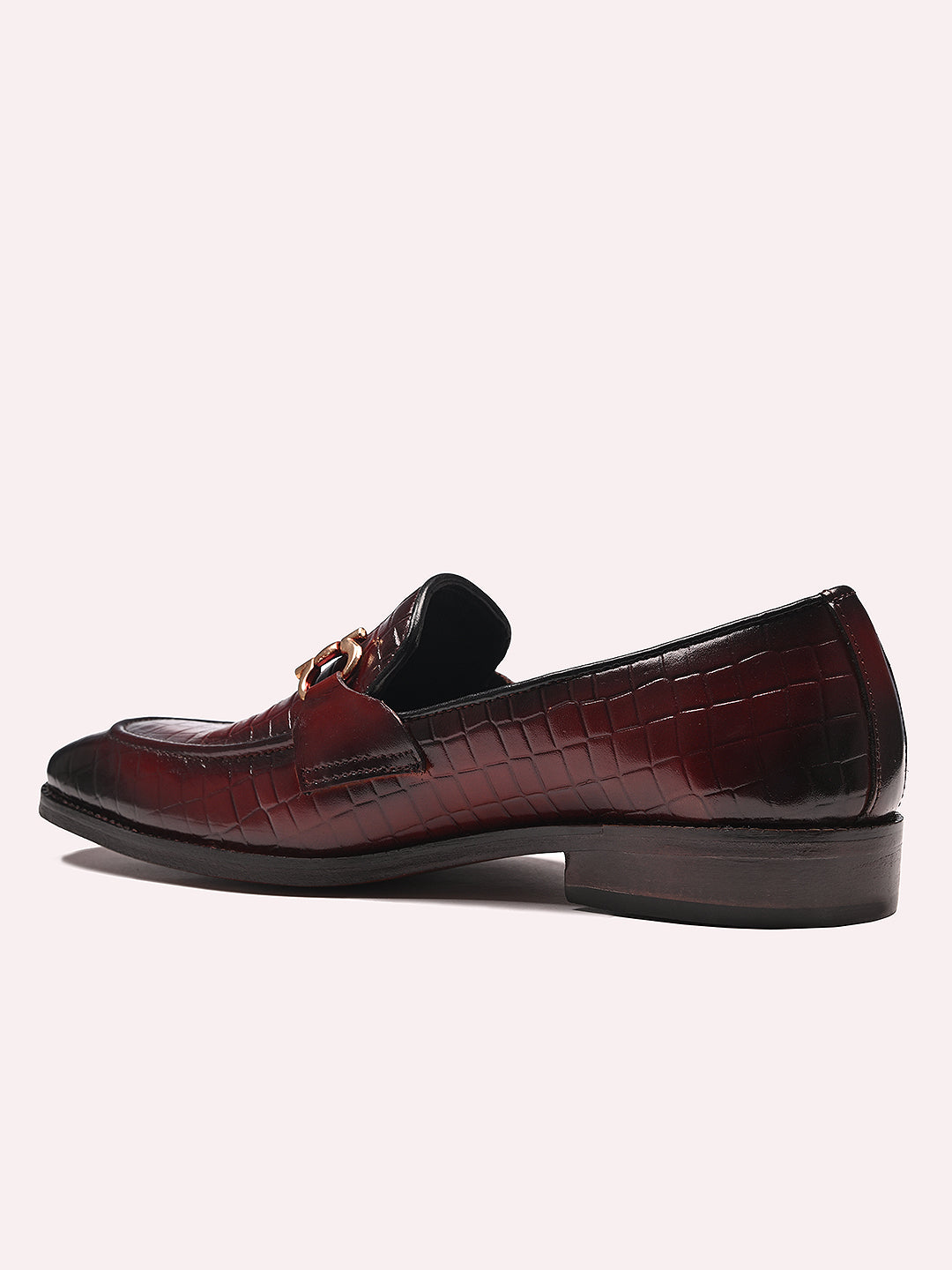 Attractive Croco Horsebit Leather Loafers | Cherry