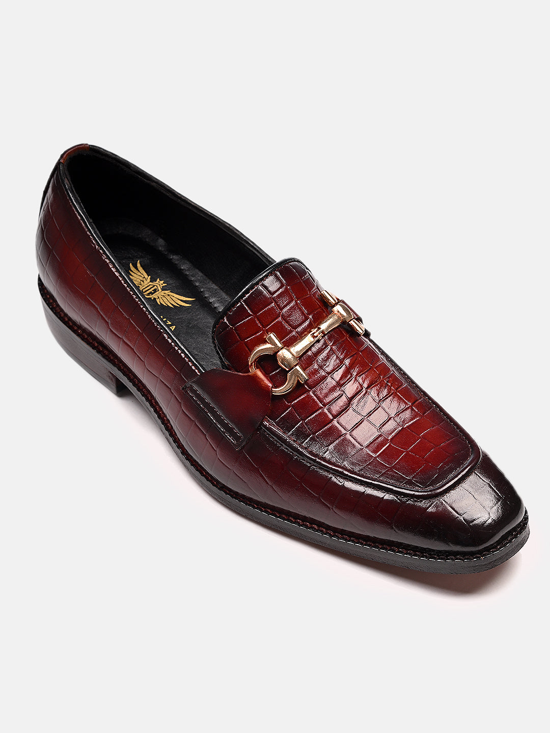 Attractive Croco Horsebit Leather Loafers | Cherry