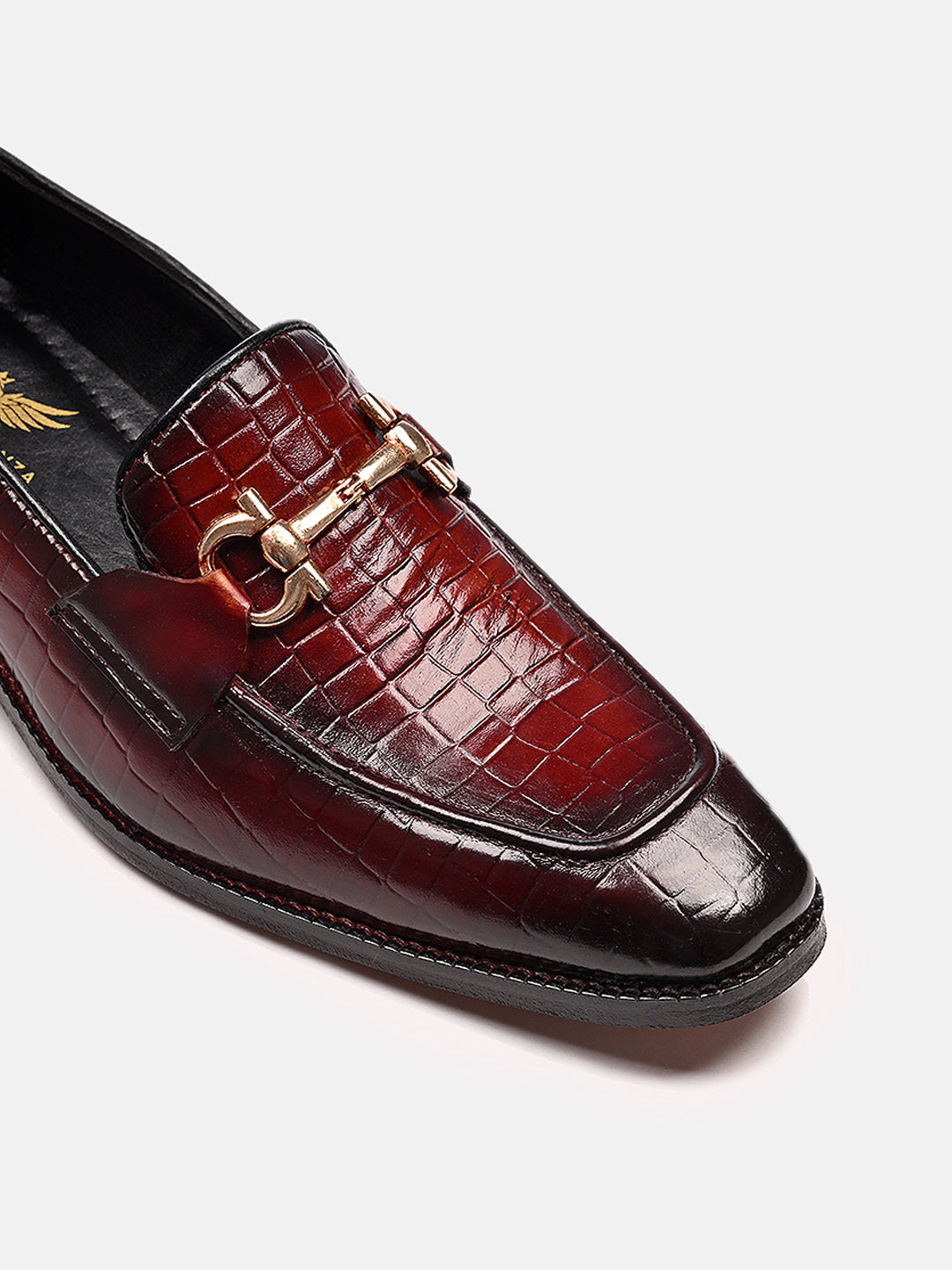 Attractive Croco Horsebit Leather Loafers | Cherry