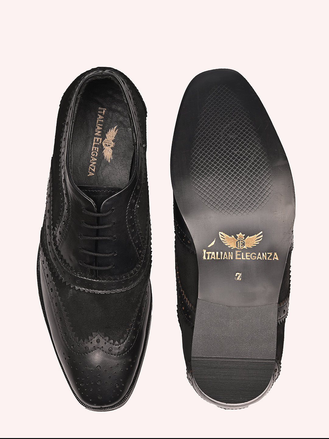 Comfortable Leather Brogues Oxford Laceup Shoes | Black