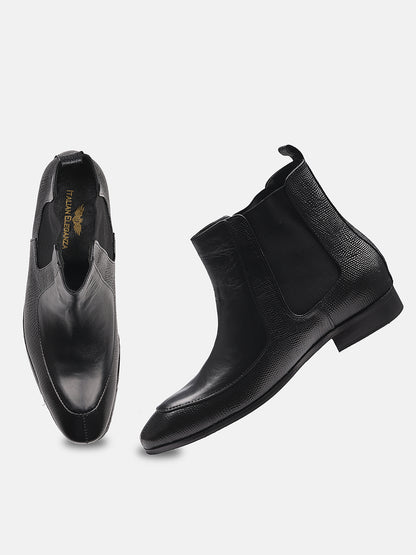 Comfortable Designer Leather Chelsea Boots Black