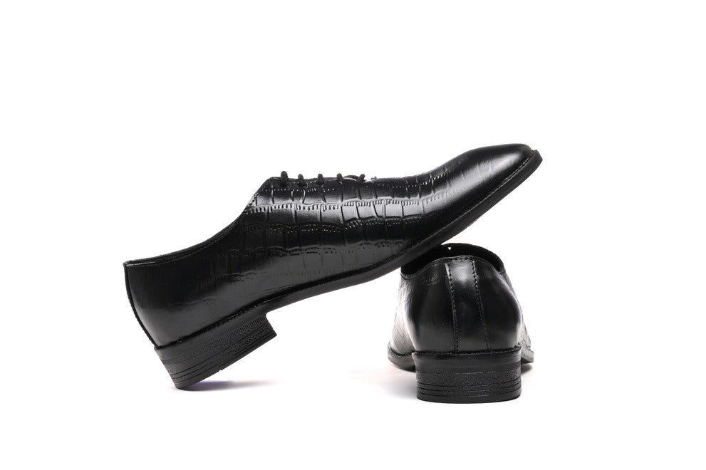 Genuine Leather Croco Wholecut Oxford  Shoes