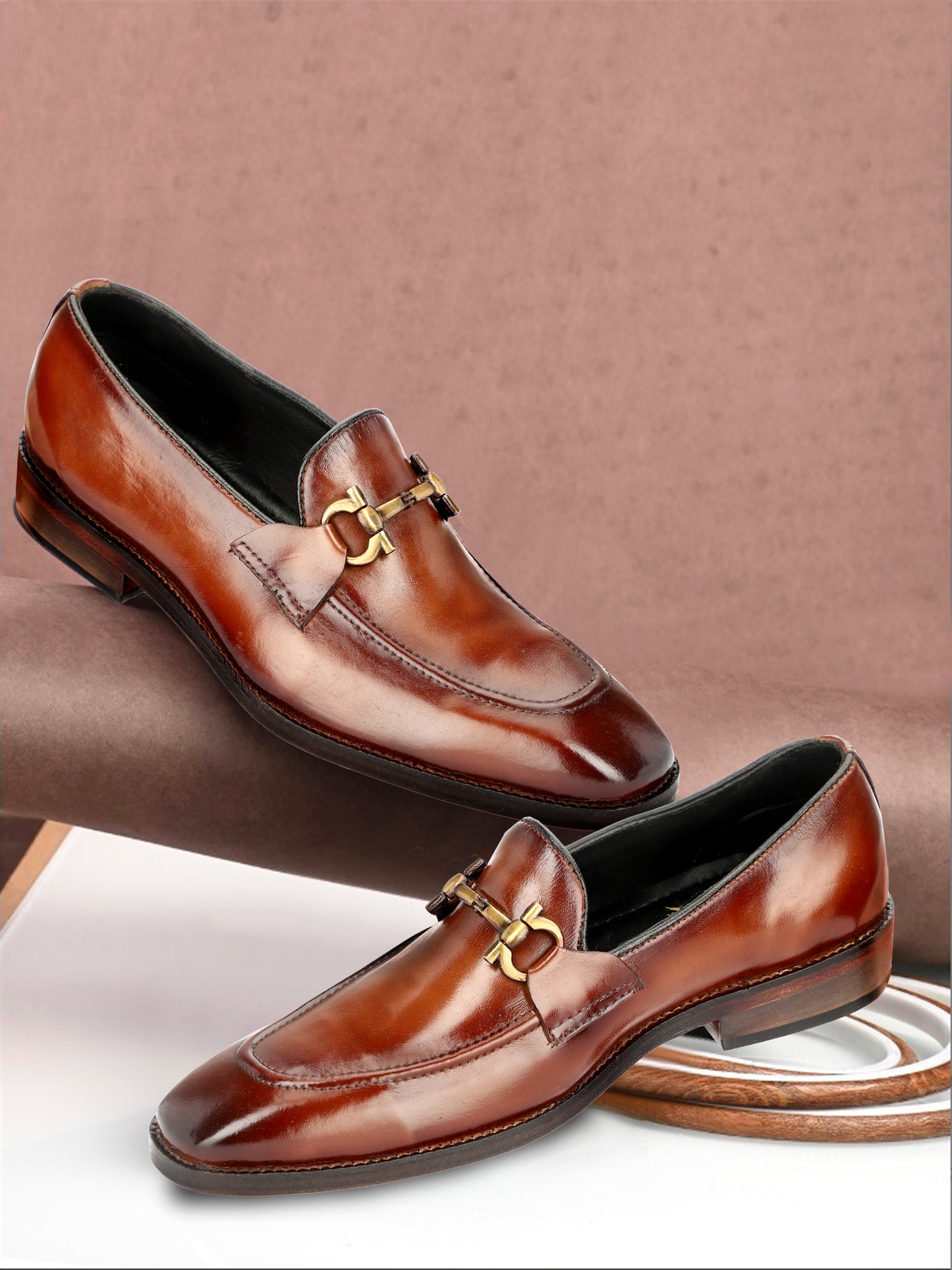 Attractive Horsebit Leather Loafers | Tan