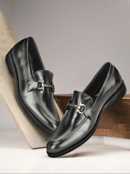 Stylish Leather Horsebit Loafers | Black