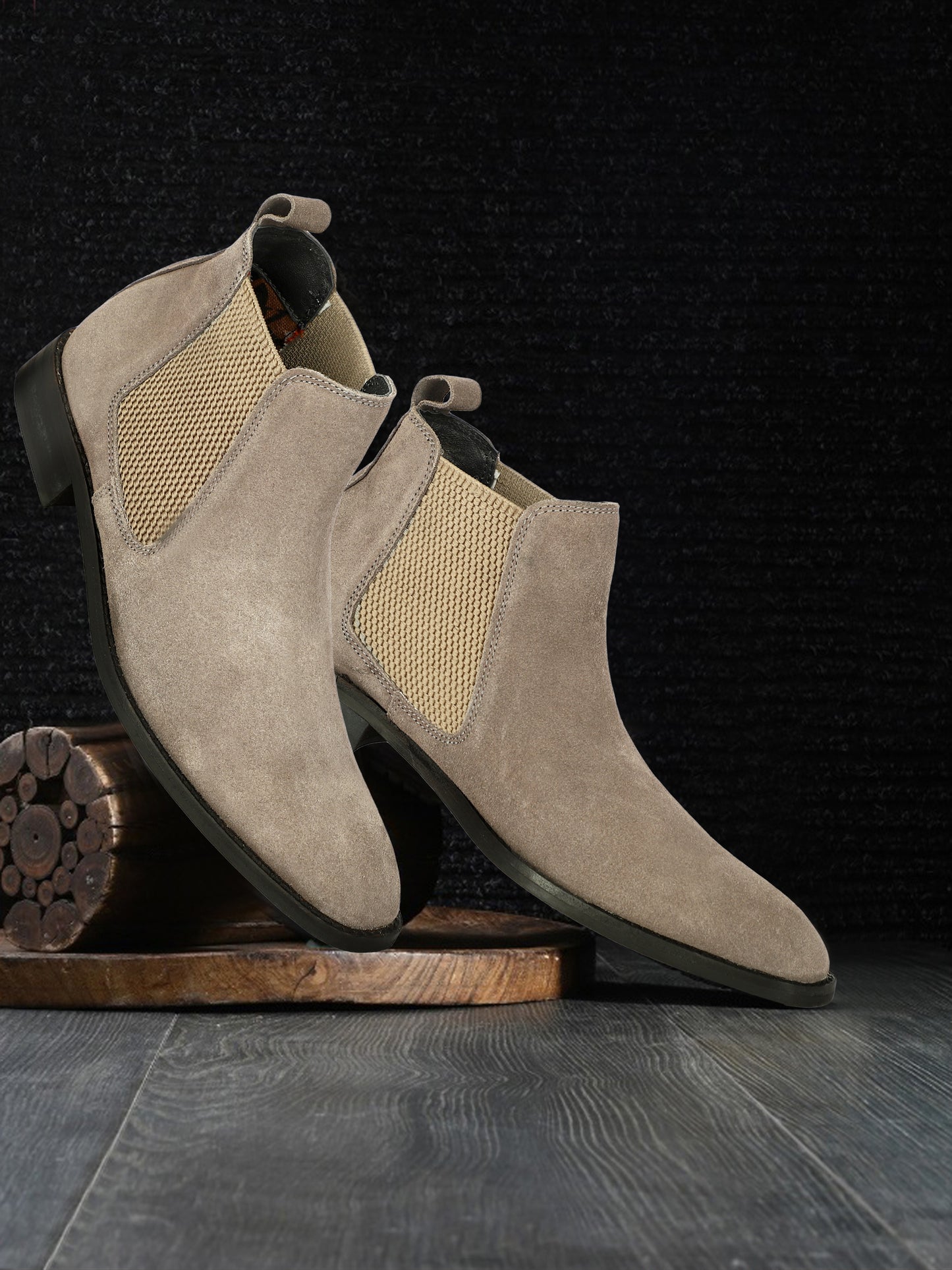 Genuine Suede Leather Chelsea Boots Grey