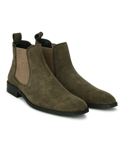 Genuine Suede Leather Chelsea Boots Grey