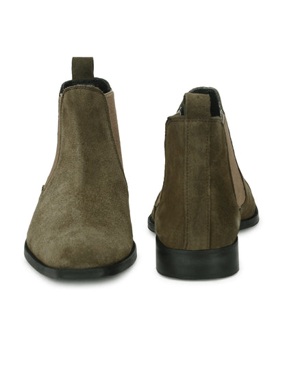 Genuine Suede Leather Chelsea Boots Grey