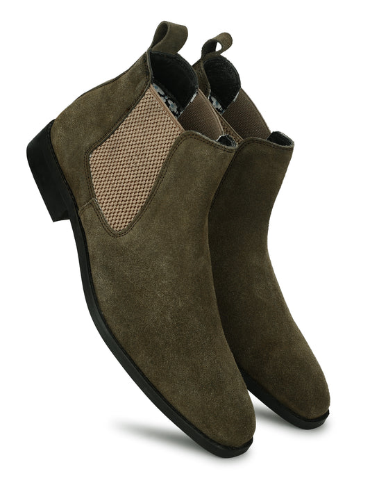 Genuine Suede Leather Chelsea Boots Tobacco
