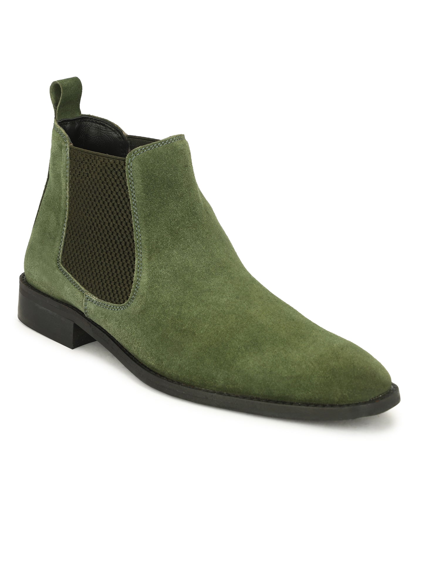 Genuine Suede Leather Chelsea Boots Green