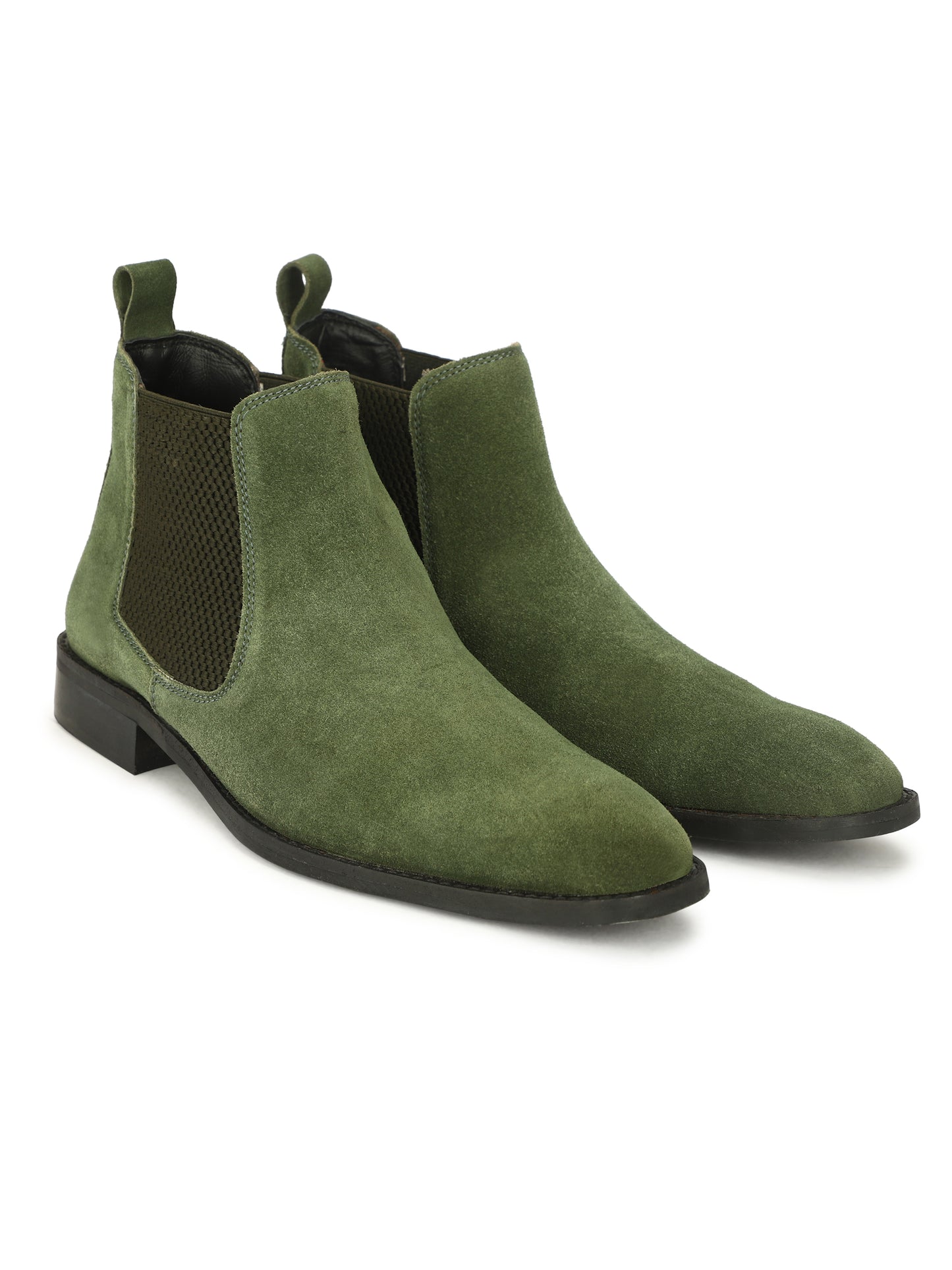 Genuine Suede Leather Chelsea Boots Green
