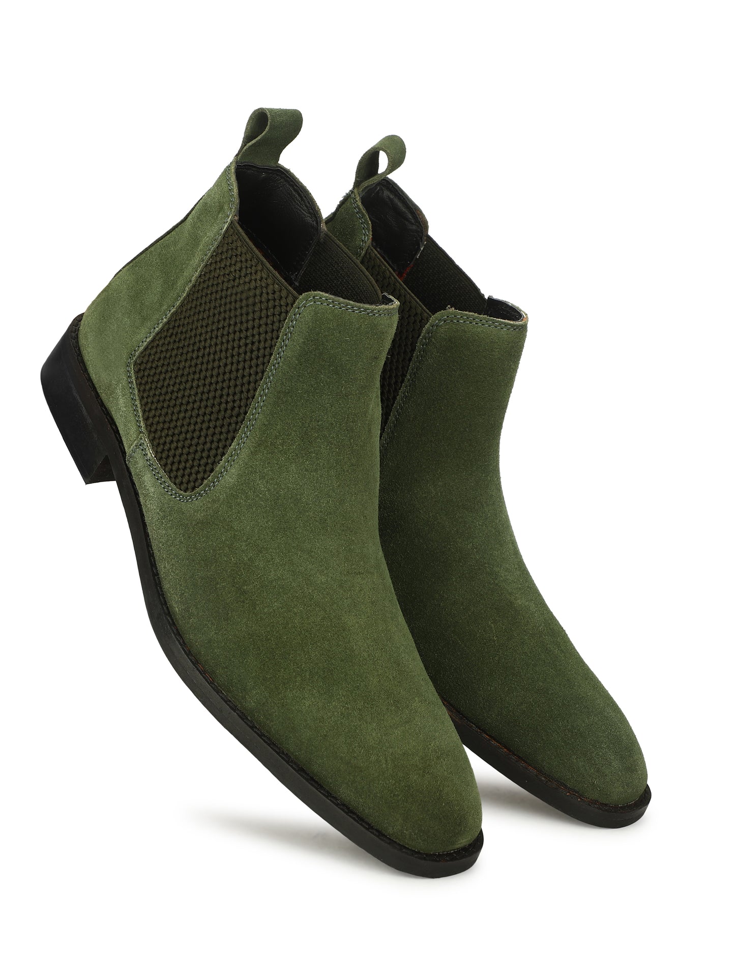 Genuine Suede Leather Chelsea Boots Green