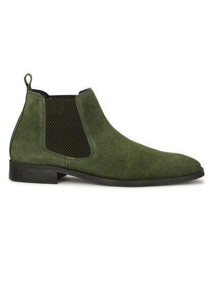 Genuine Suede Leather Chelsea Boots Green
