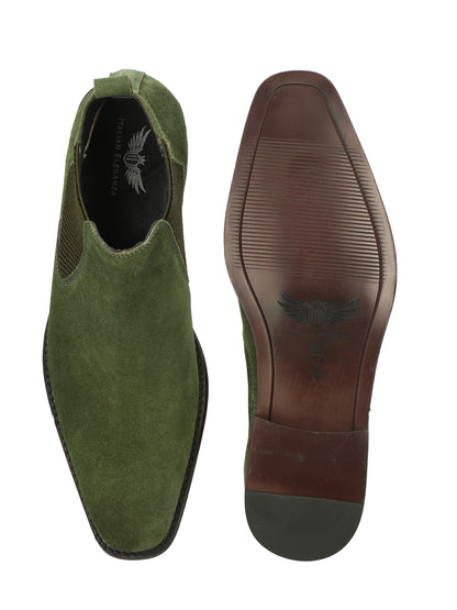 Genuine Suede Leather Chelsea Boots Green