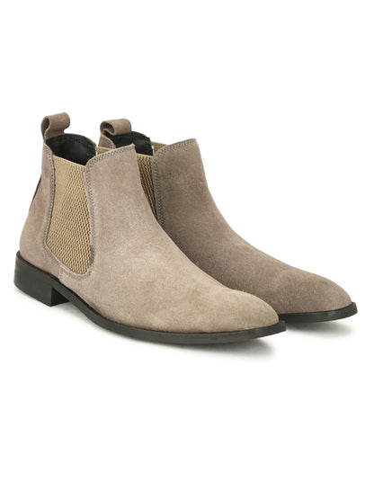 Genuine Suede Leather Chelsea Boots Grey