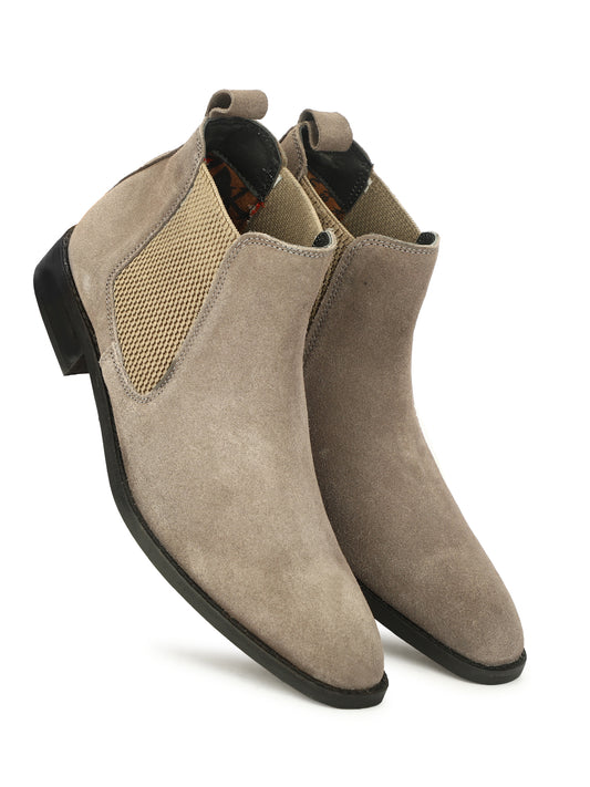 Genuine Suede Leather Chelsea Boots Grey