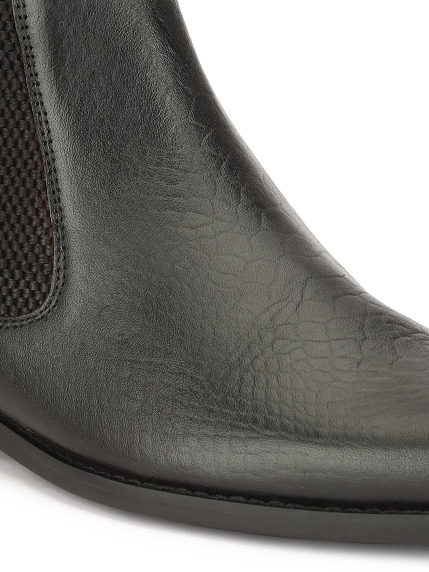 Genuine Leather  Snake  Print Chelsea  Boots Black