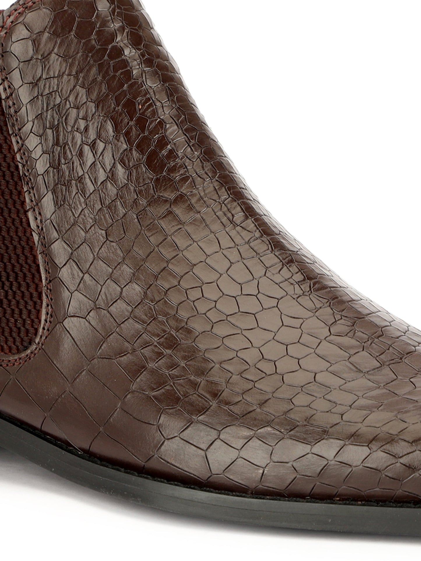 Genuine Leather Croco Chelsea  Boots | Cherry
