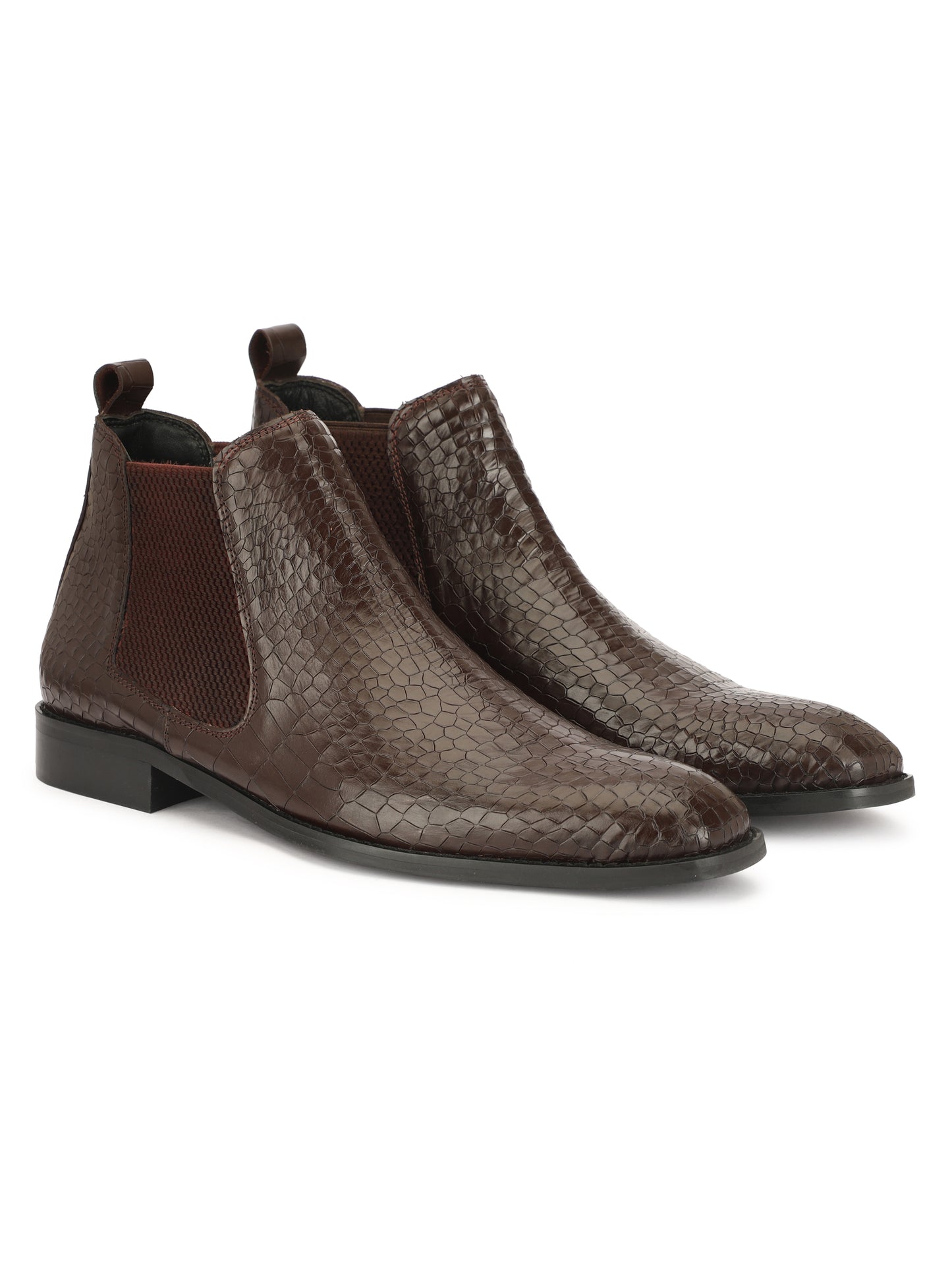 Genuine Leather Croco Chelsea  Boots | Cherry