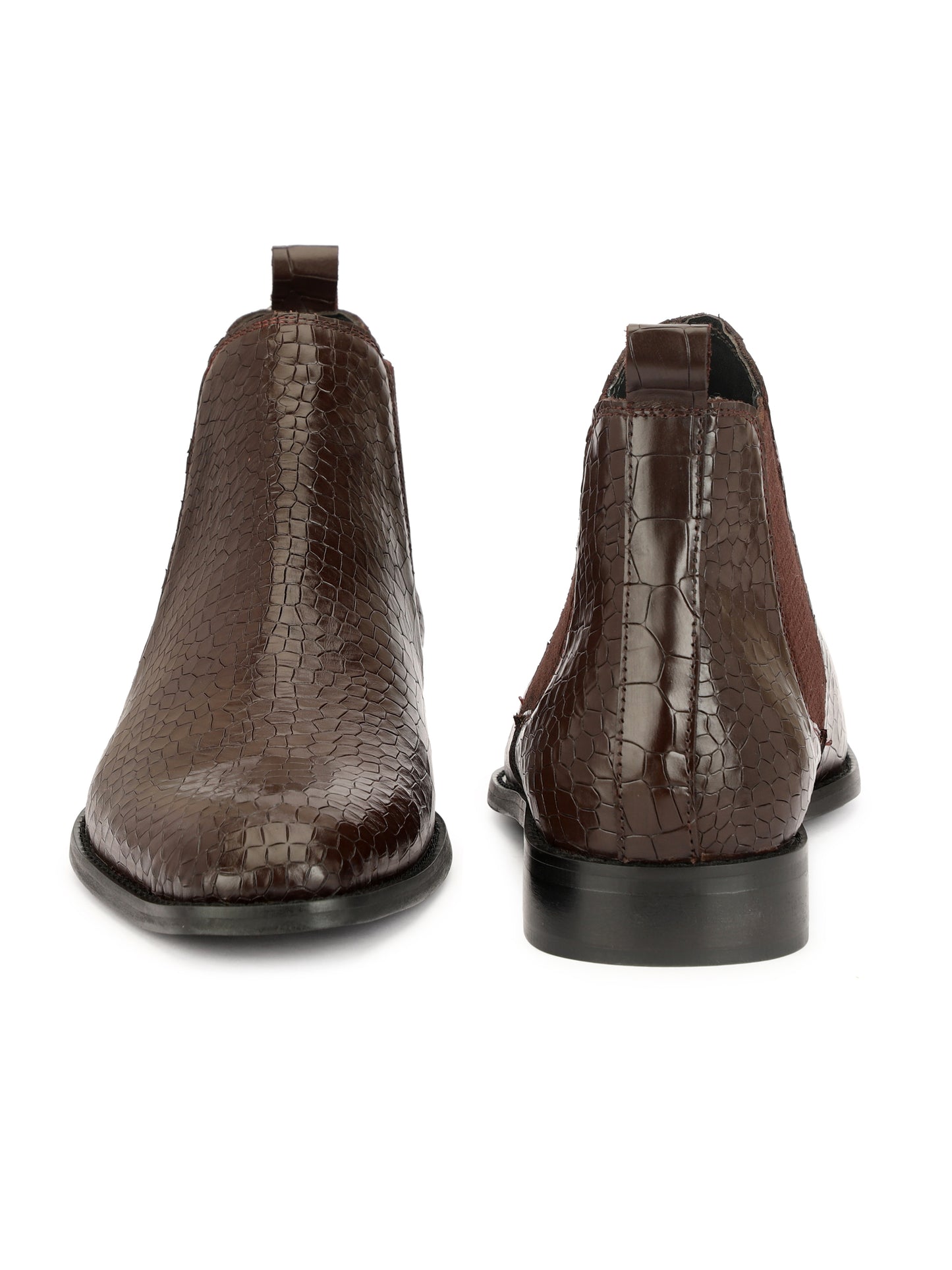 Genuine Leather Croco Chelsea  Boots | Cherry