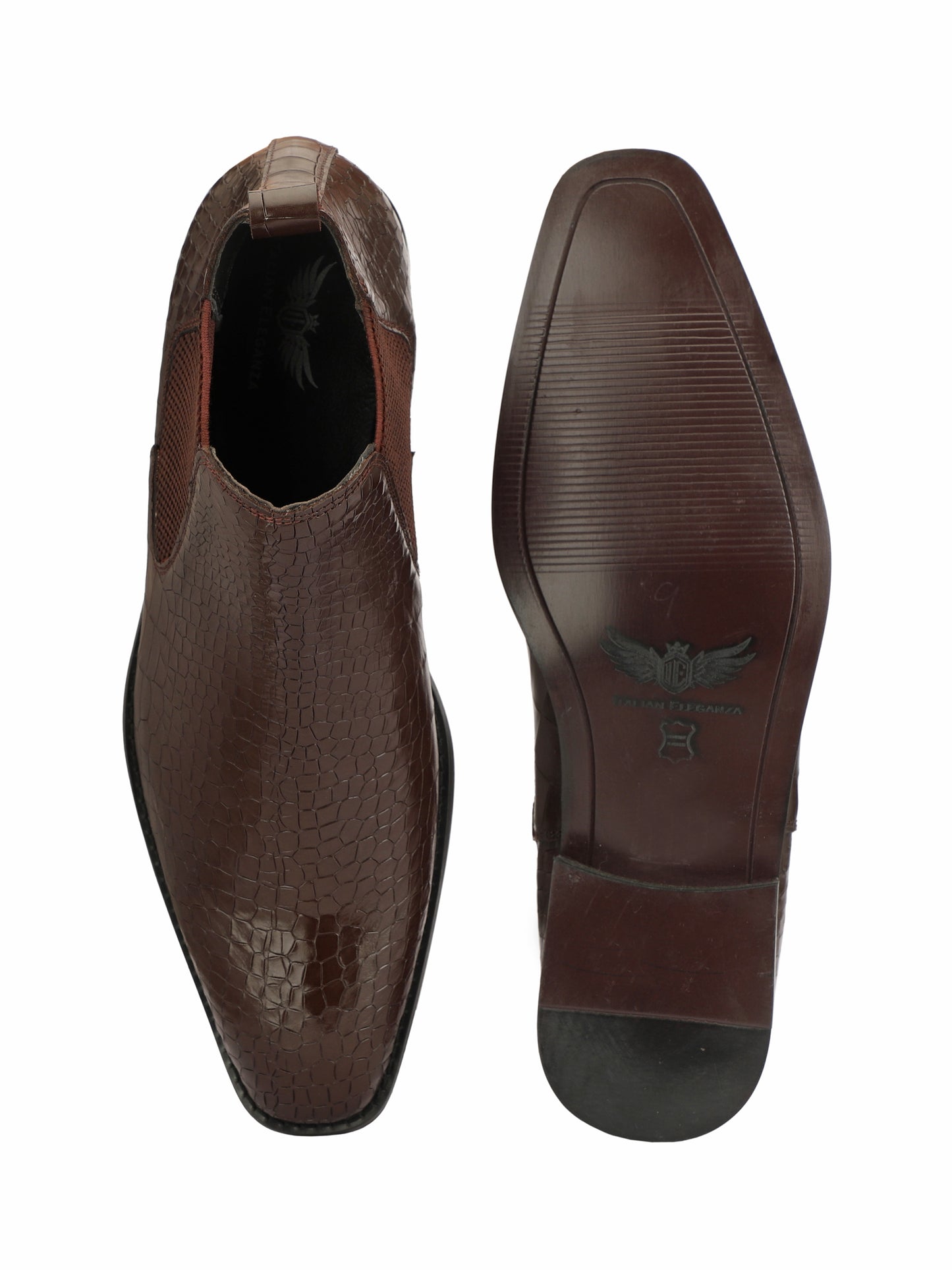 Genuine Leather Croco Chelsea  Boots | Cherry